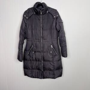 Michael Michael Kors Quilted Parka Jacket XSmall XS Hooded Charcoal Gray Womens